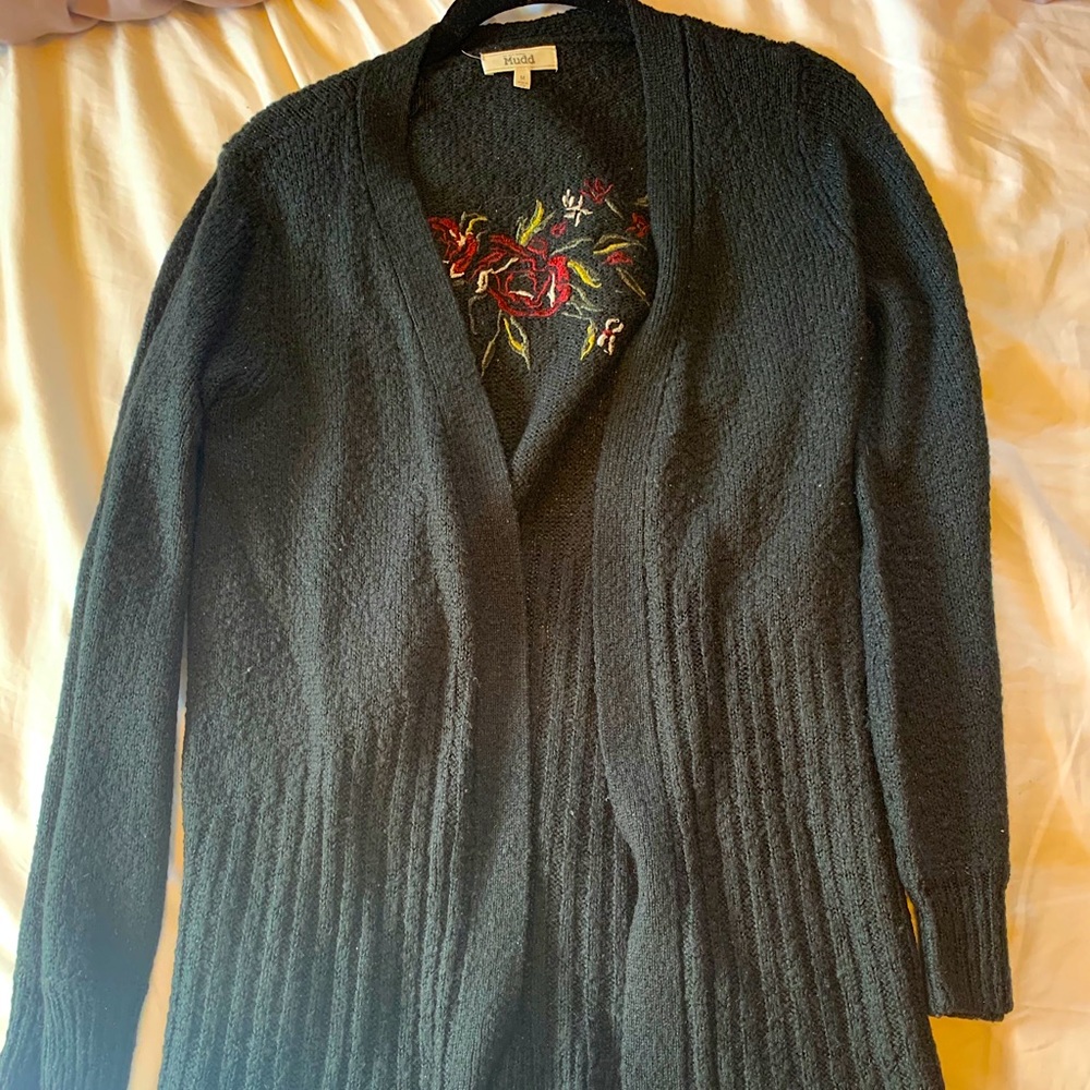 Black rose design cardigan